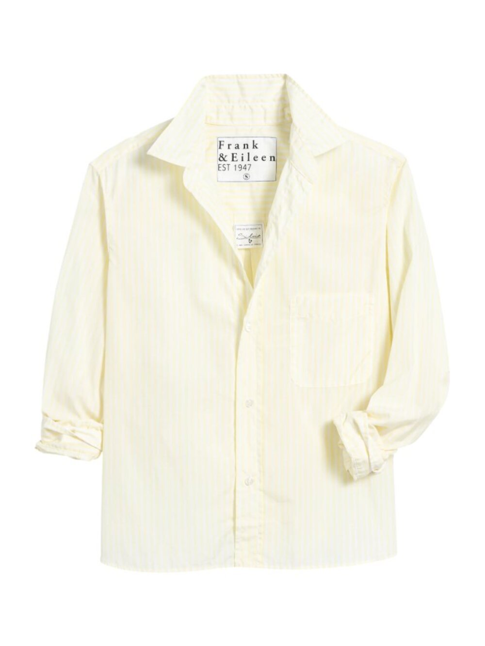 Frank & Eileen Silvio Button-Up Shirt light yellow stripe size M medium cotton